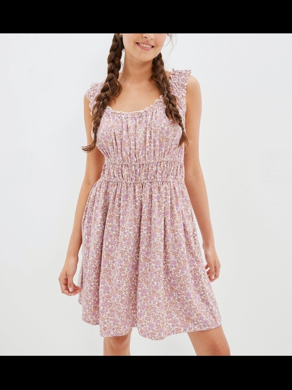 American Eagle Floral‎ Dress S Sundress Mini Cottagecore Coquette Pockets